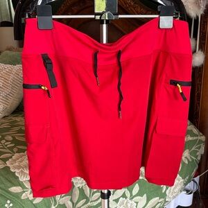 Red Cargo Pocket Skort with Drawstring
